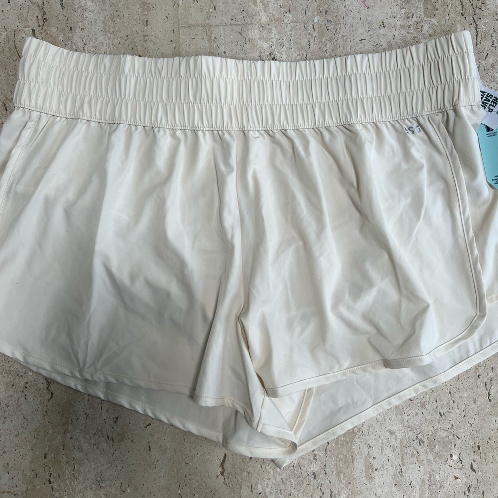 DSG Womens Size 2XL High Rise Running Shorts Light Sand 3in Inseam Lined New